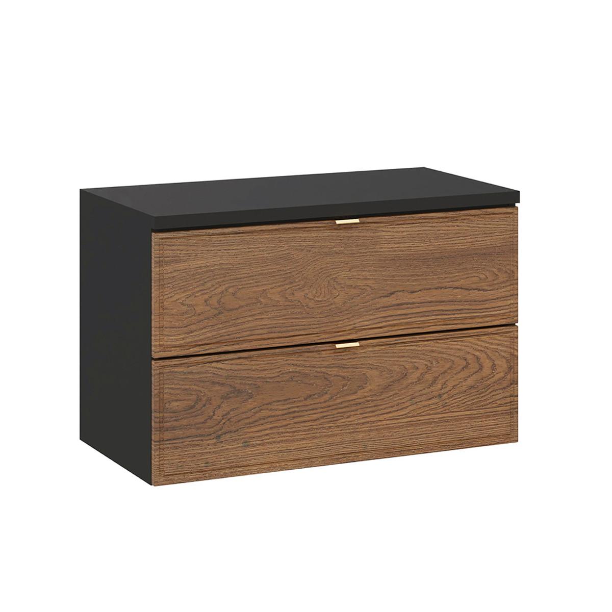 WASCHTISCHUNTERSCHRANK 80.2cm Elena Holz und Schwarz - Schwarz, Holzwerkstoff (80.2/52/46cm) - Petits-meubles