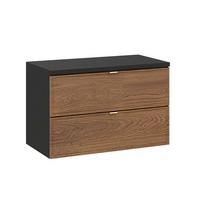 WASCHTISCHUNTERSCHRANK 80.2cm Elena Holz und Schwarz - Schwarz, Holzwerkstoff (80.2/52/46cm) - Petits-meubles
