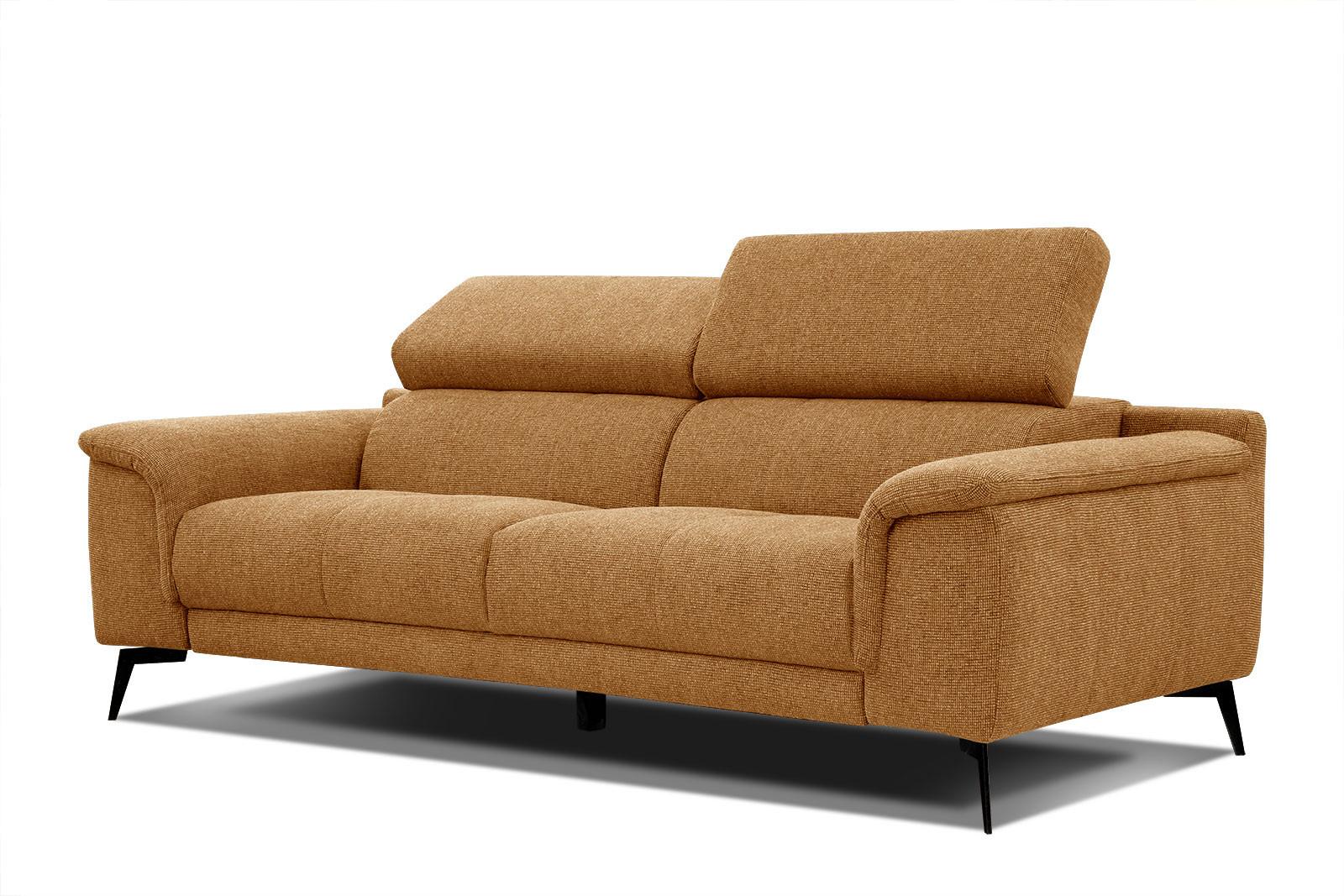 SOFA FIERO 3-Sitzer, orange - Schwarz/Orange, Holzwerkstoff/Textil (212/82/103cm) - Wozimo