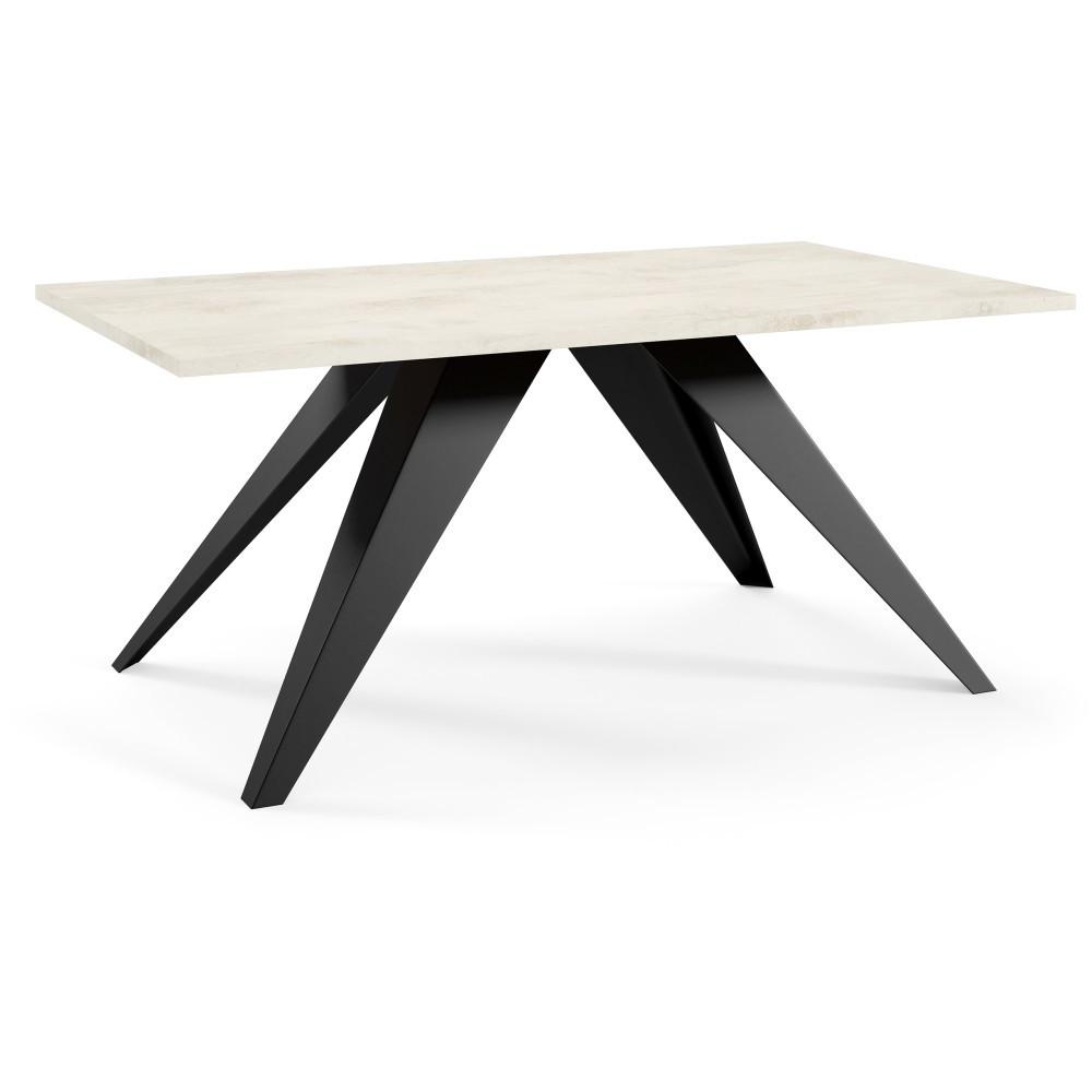 COUCHTISCH Ariel, Kaffeetisch mit rechteckiger Tischplatte, Schwarz+White Chromix - Schwarz/Weiß, Metall (120/60/48cm) - Beautysofa