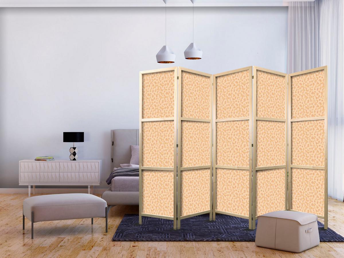PARAVENT Japanischer 5-tlg 225x172 cm Pastellabstraktion - Orange, Holz/Textil (225/172/3cm) - Muralo