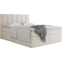 BOXBETT Amira mit Bettkasten, Boucle Weiß 120/200 cm – 7-Zonen Taschenfederkern-Matratze & Komfortschaum-Topper - Schwarz/Weiß, Kunststoff/Textil (120/200cm) - WFL GROUP
