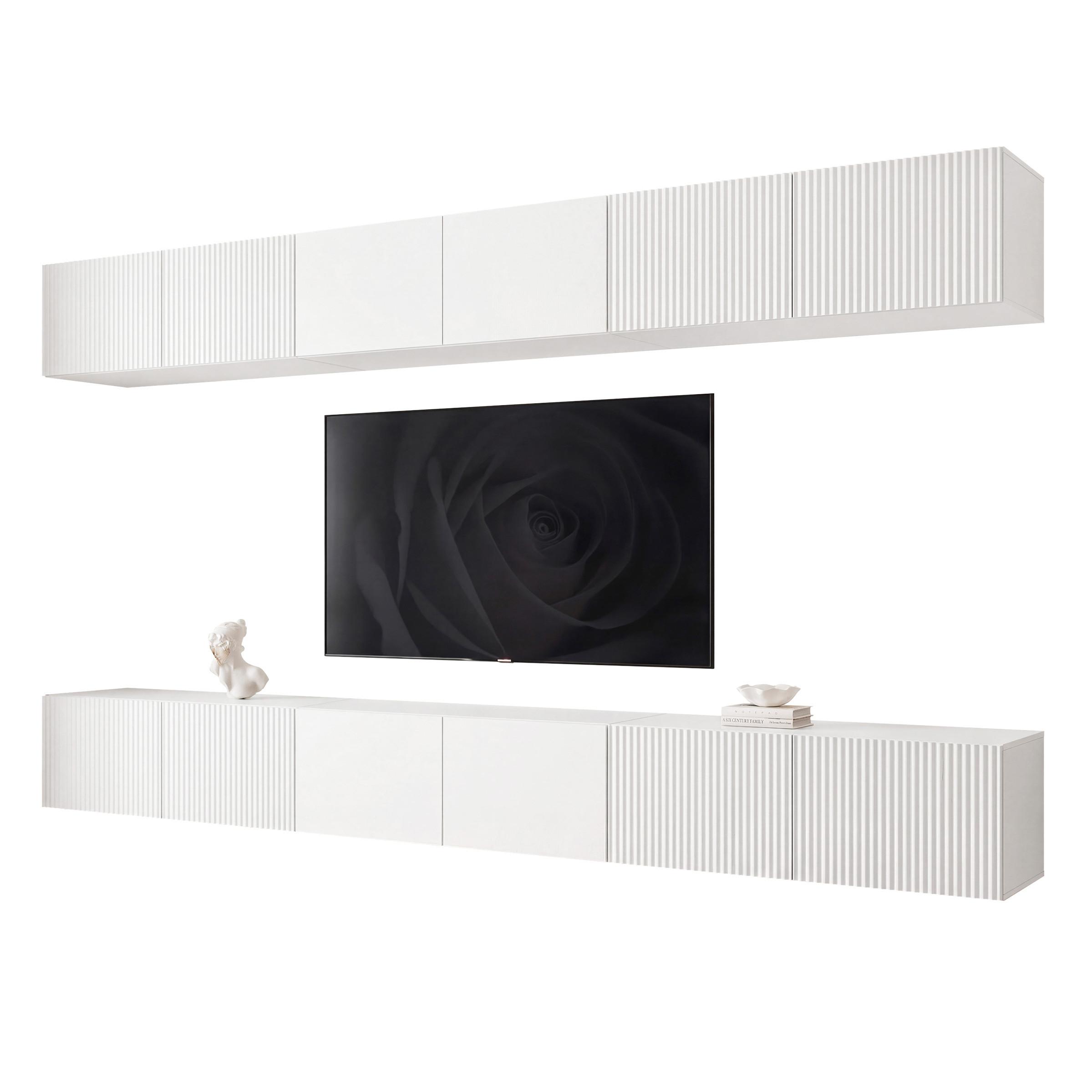 TV-LOWBOARD ANGEL IX mit LED-Beleuchtung, 300 cm Weiß matt - Weiß, Holzwerkstoff (300/36/40cm) - Idohome