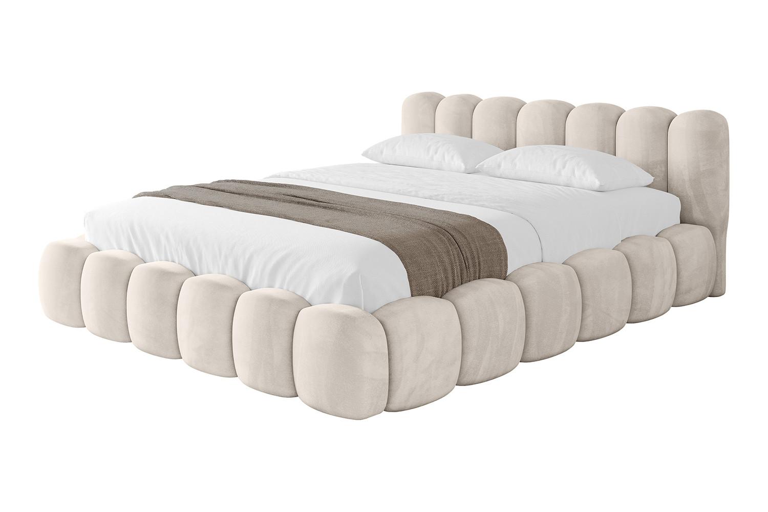 POLSTERBETT mit Bettkasten und Lattenrost, Boxbett ohne Matratze - SENA-v1 200x200 Beige - Beige, Holzwerkstoff/Textil (200/200cm) - ALTDECOR