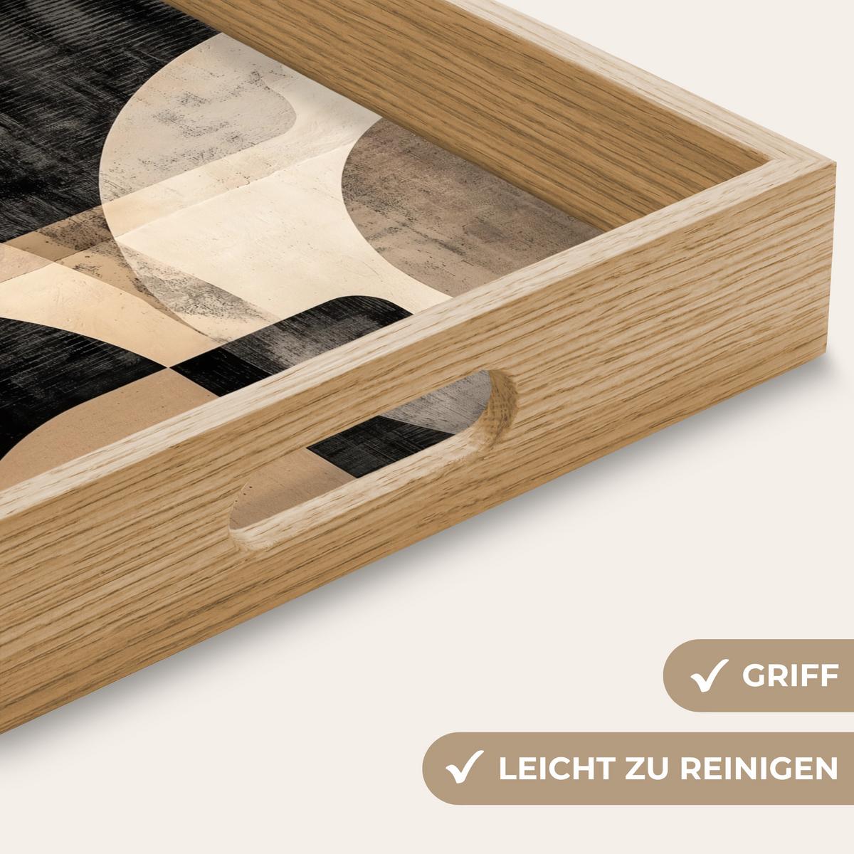 TABLETT Abstrakt - Formen - Modern - Beige 40x30 cm - Beige, Holz (40/5/5cm) - OnlyWow
