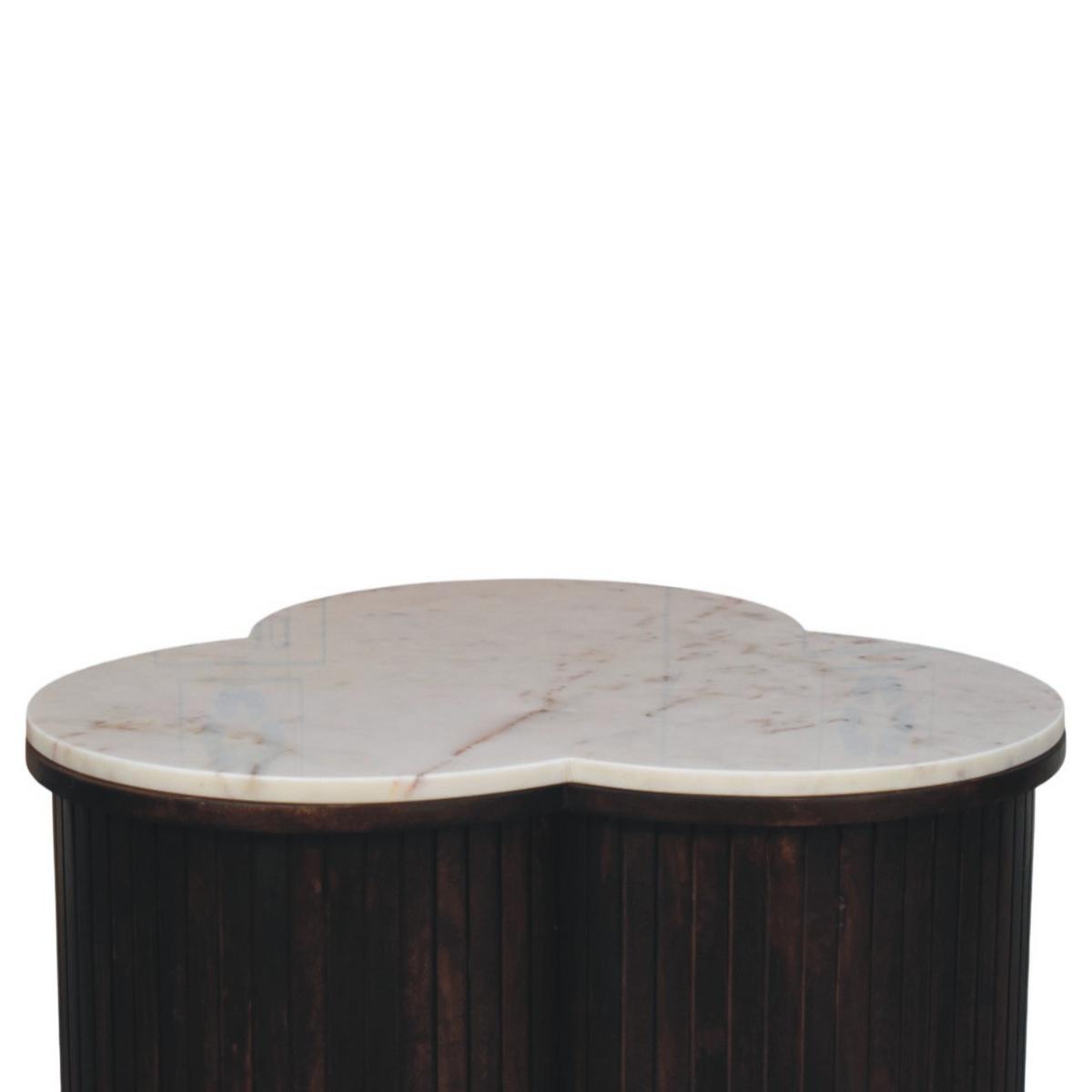 COUCHTISCH mit Samt-Mokka-Finish, Marmor, weiß und dunkelbraun - Dunkelbraun, Holz (82/82/42cm) - Artisan Furniture