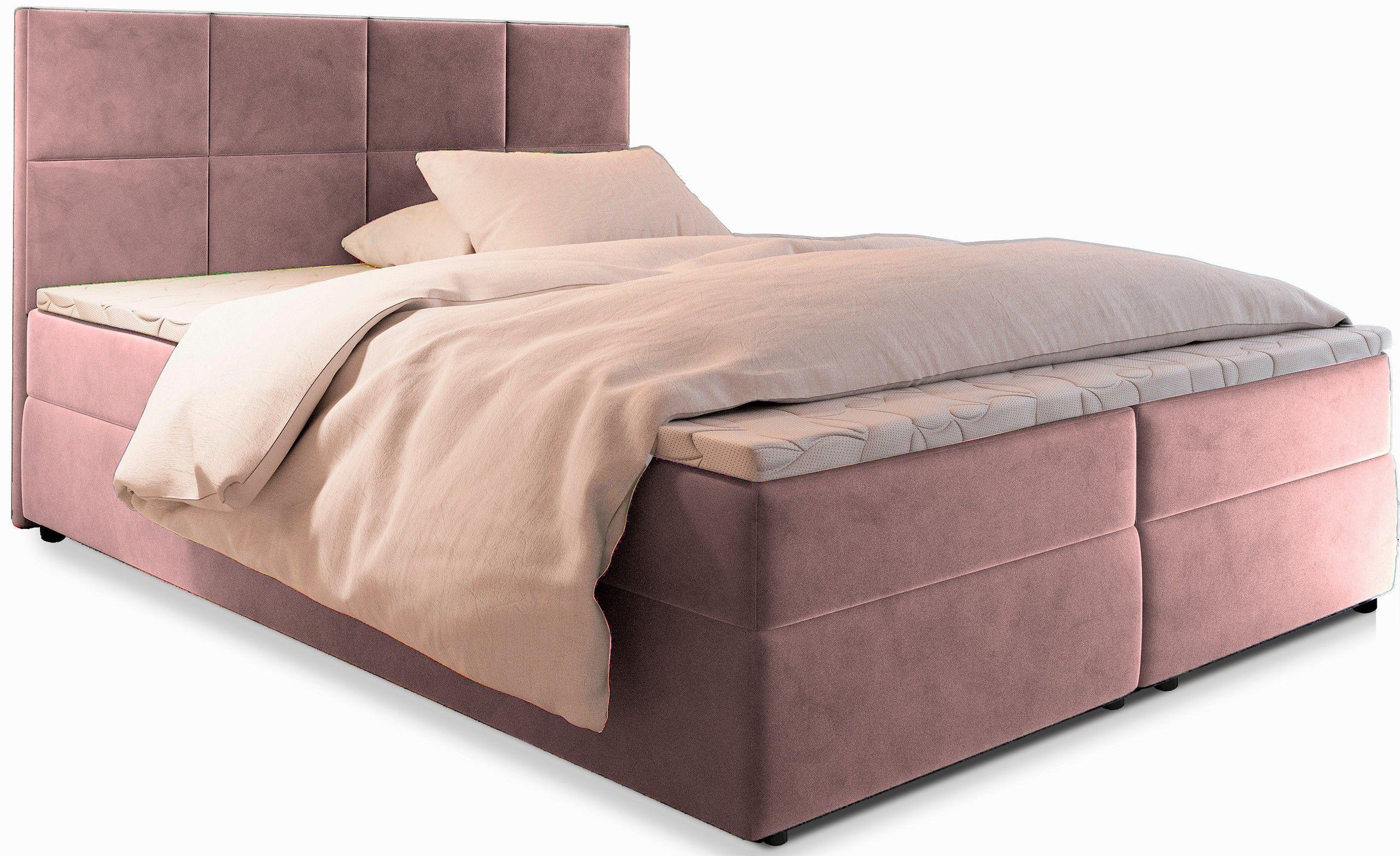 BOXBETT LENA 140x200 cm mit Matratze und Topper - Rosa - Rosa, Holz (140/200cm) - MASSENO