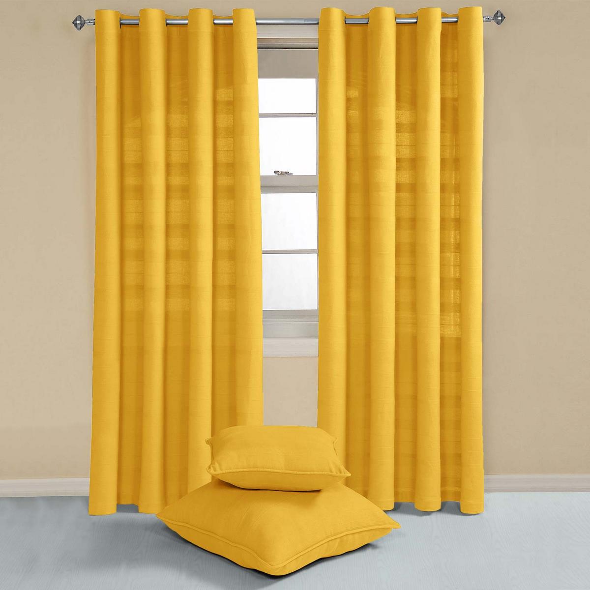 ÖSENVORHANG Rajput blickdicht 2er-Set, 137/137 cm - Gelb, Textil (137/137cm) - Homescapes