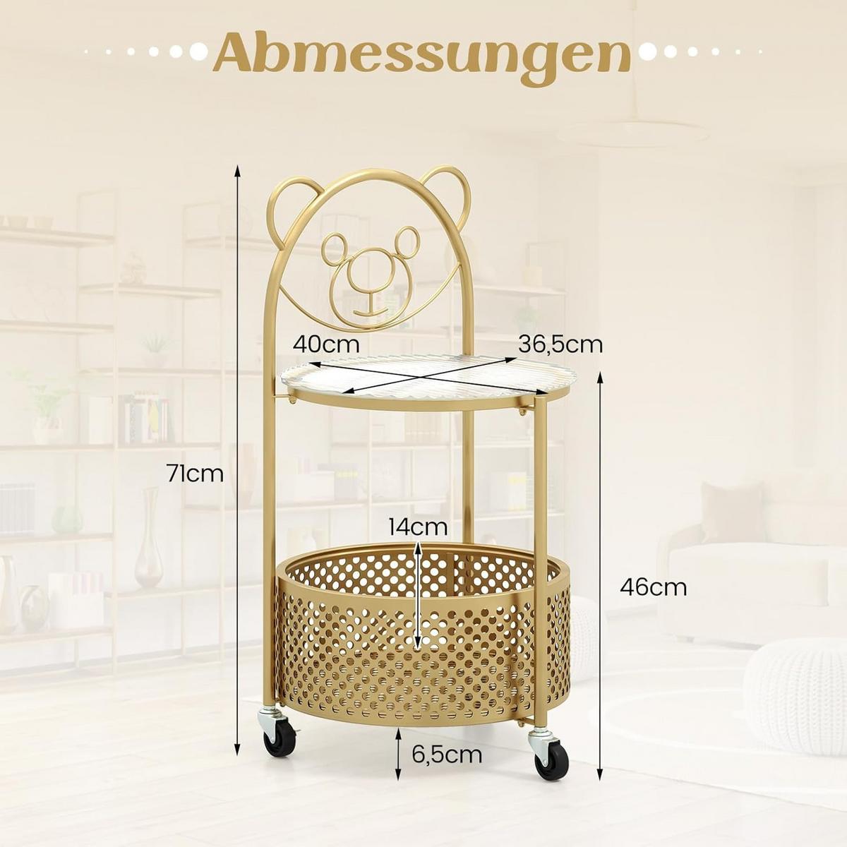 BEISTELLTISCH Gold - Goldfarben, Metall (36.5/40/71cm) - COSTWAY