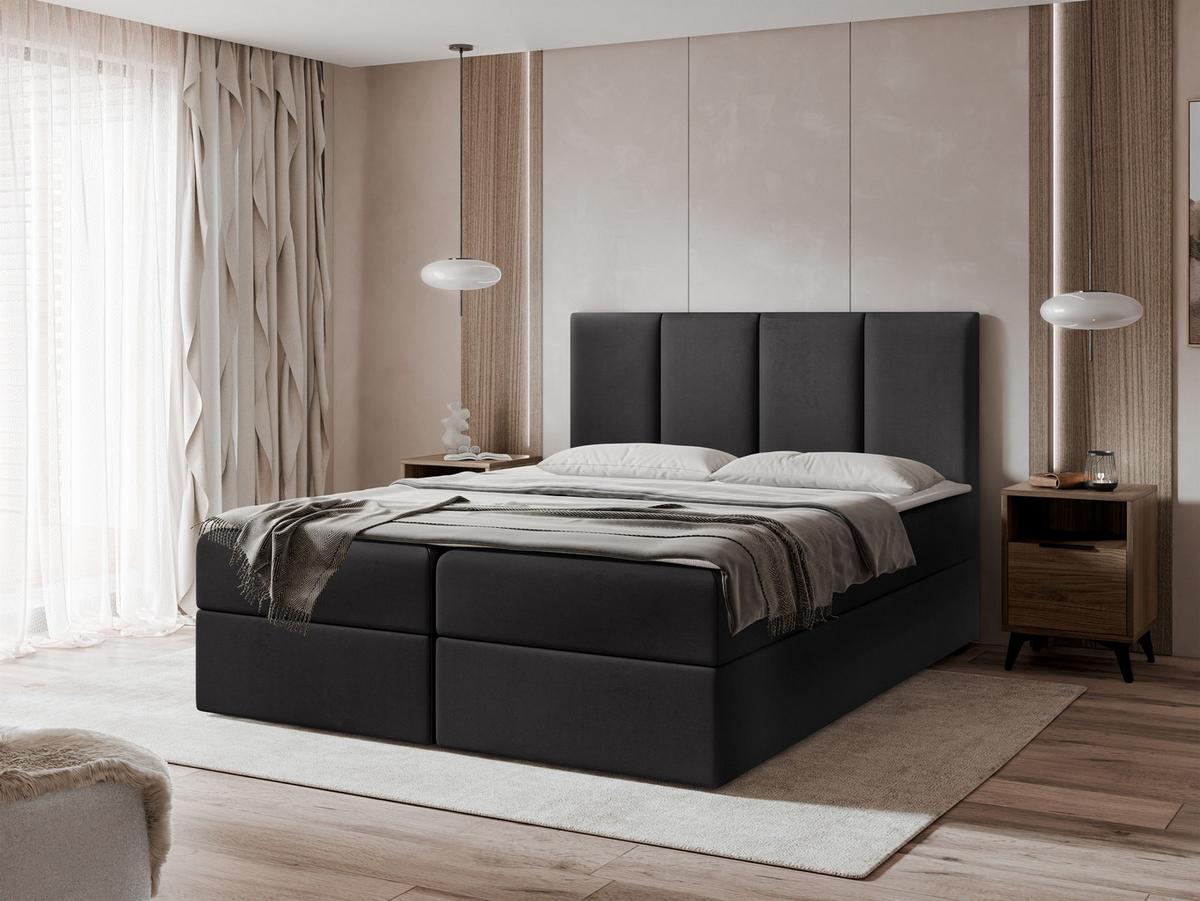 BOXBETT Rebos - H3 - Schwarz, Holz/Textil (160/200cm) - MIRJAN24