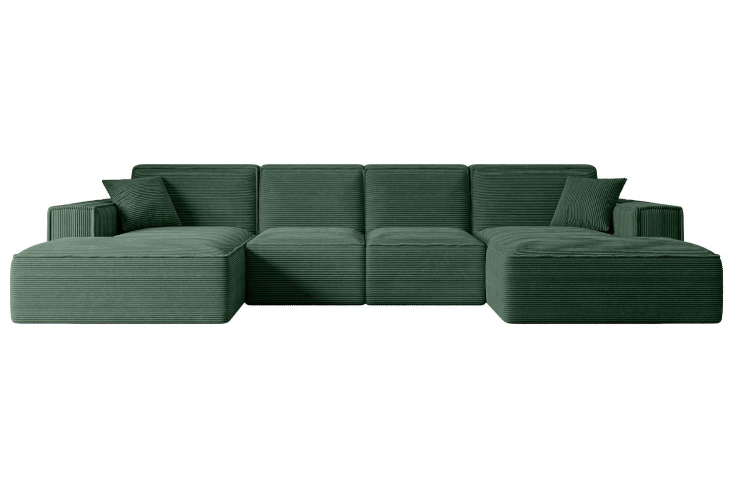 WOHNLANDSCHAFT SIERRA-U - 349x169x80 cm Grün Cord - Schwarz/Grün, Holzwerkstoff/Kunststoff (349/80/169cm) - ALTDECOR