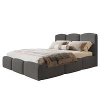 BETT 160x200 - Polsterbett mit Bettkasten und Holzrahmen - Modern Betten - Kuscheliger Catch-Me-Stoff - Kollektion Zoya - Grau - Grau, Holz/Textil (160/200cm) - Alpi-Möbel