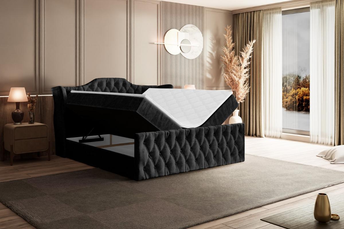BOXBETT VILA-Z - 140x200 cm - H4 - Schwarz - Schwarz, Holzwerkstoff (140/200cm) - ALTDECOR