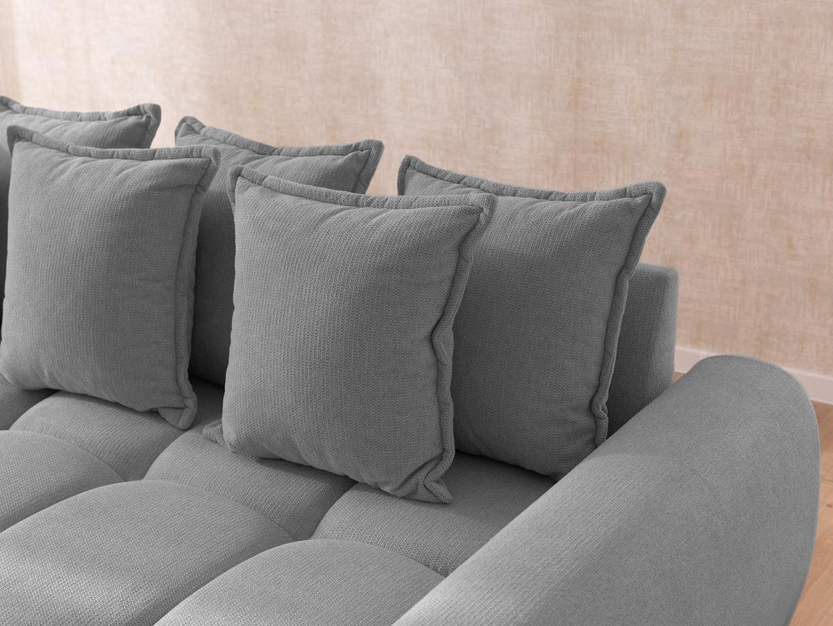 ECKSOFA Bubble mit losen Rückenkissen und Sitzfläche in Bubble-Optik aus weichem Grau Strukturstoff mit schöner Sitzkomfort - Ottomane rechts - Schwarz/Grau, Holz/Kunststoff (306/180cm) - S-Style Möbel
