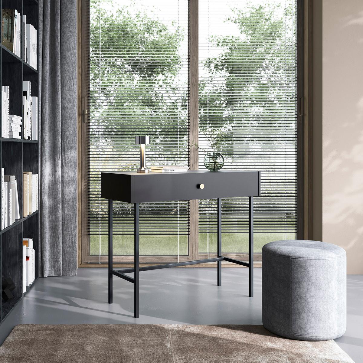 KONSOLENTISCH Dalia mit 1 Schublade und Metallbeinen, Schwarz - Schwarz, Holzwerkstoff/Metall (39/93/79cm) - Beautysofa