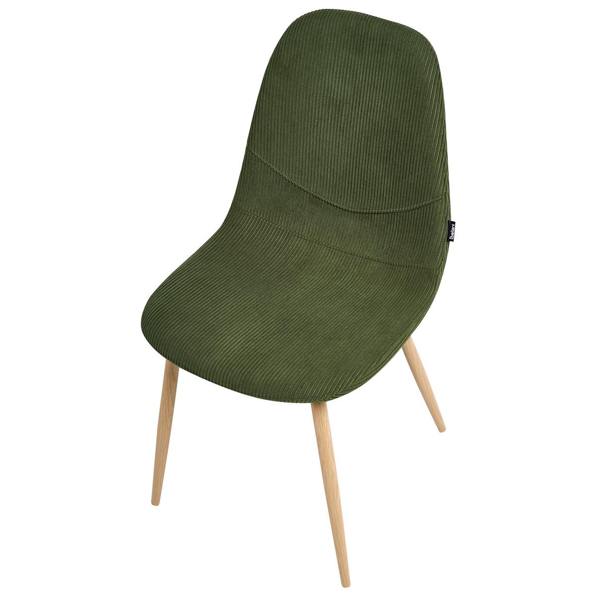ESSZIMMERSTUHL 2er-Set Cord Grün Hilden - Hellbraun, Textil (43/84/52cm) - Beliani