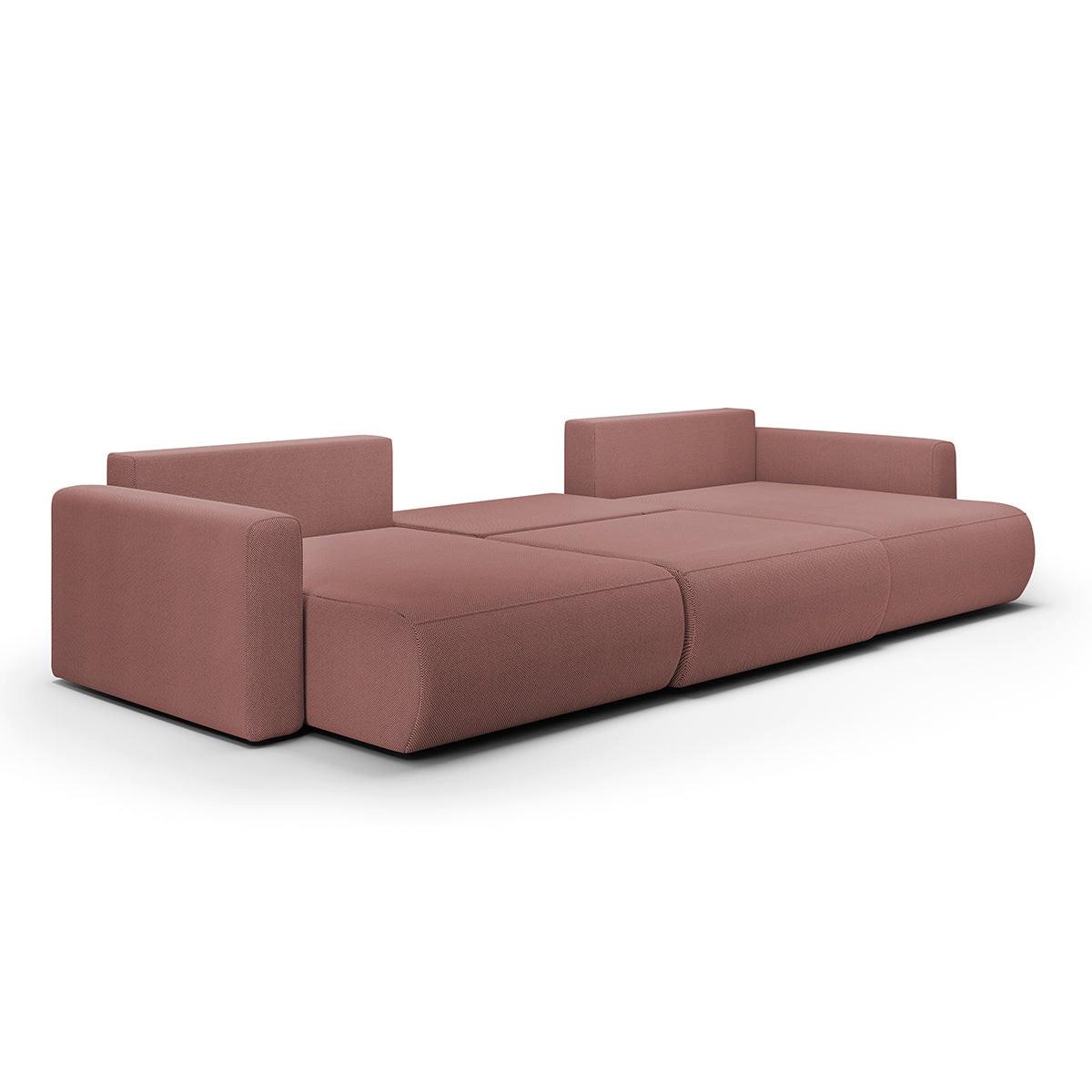 PANORAMASOFA Evy 4 Sitzplätze Rose - Pink, Holz (340/82/149cm) - Petits-meubles