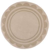 WOLLTEPPICH WENSUM, mit grafischem Muster mit Rahmen, Beige, Ø 120 cm - Beige, Textil (120/120cm) - KADIMA DESIGN