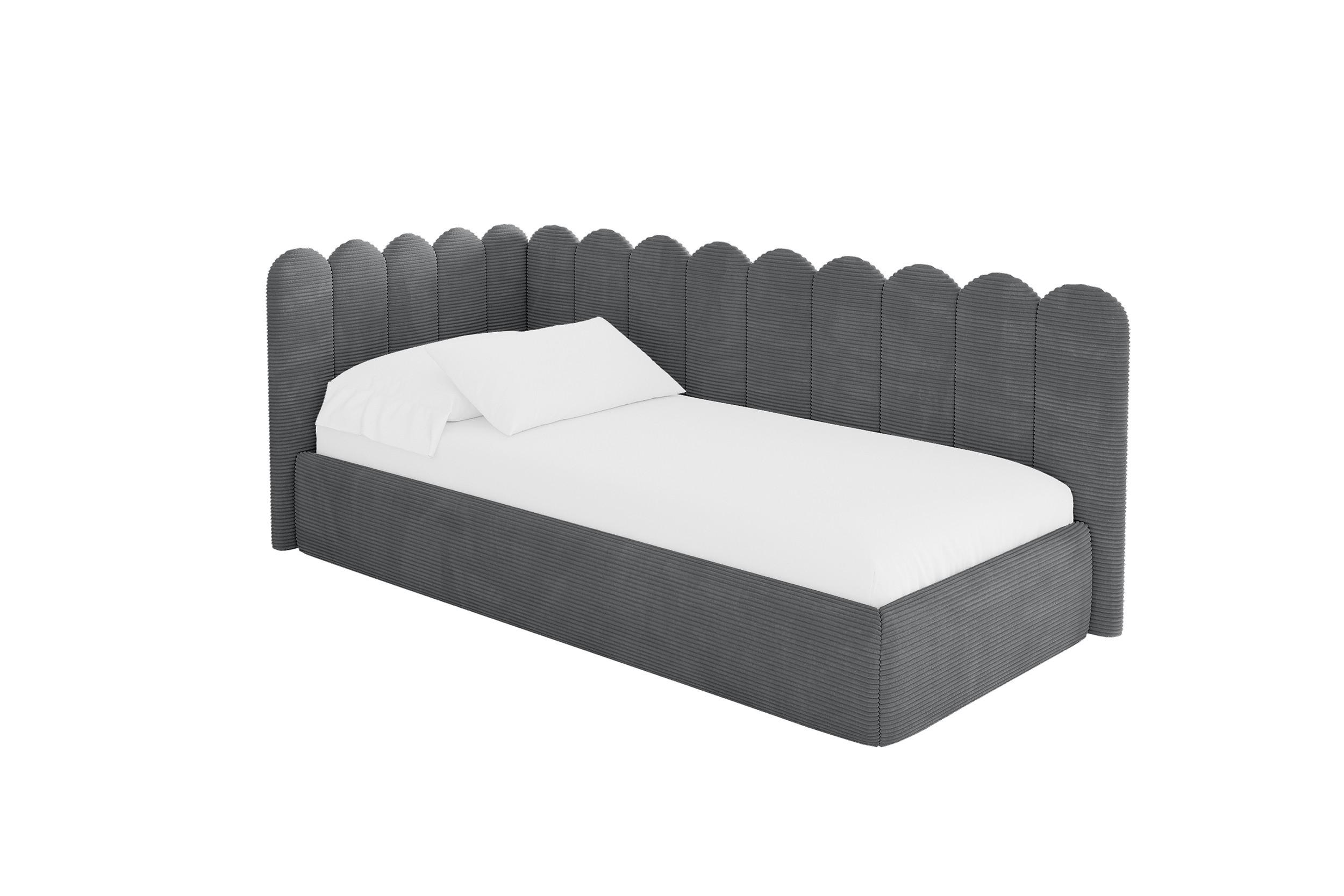 EINZELLBETT Jugendbett mit Bettkasten, Rechts - ARTY 100x200 Dunkelgrau - Schieferfarben, Holzwerkstoff/Textil (100/200cm) - ALTDECOR
