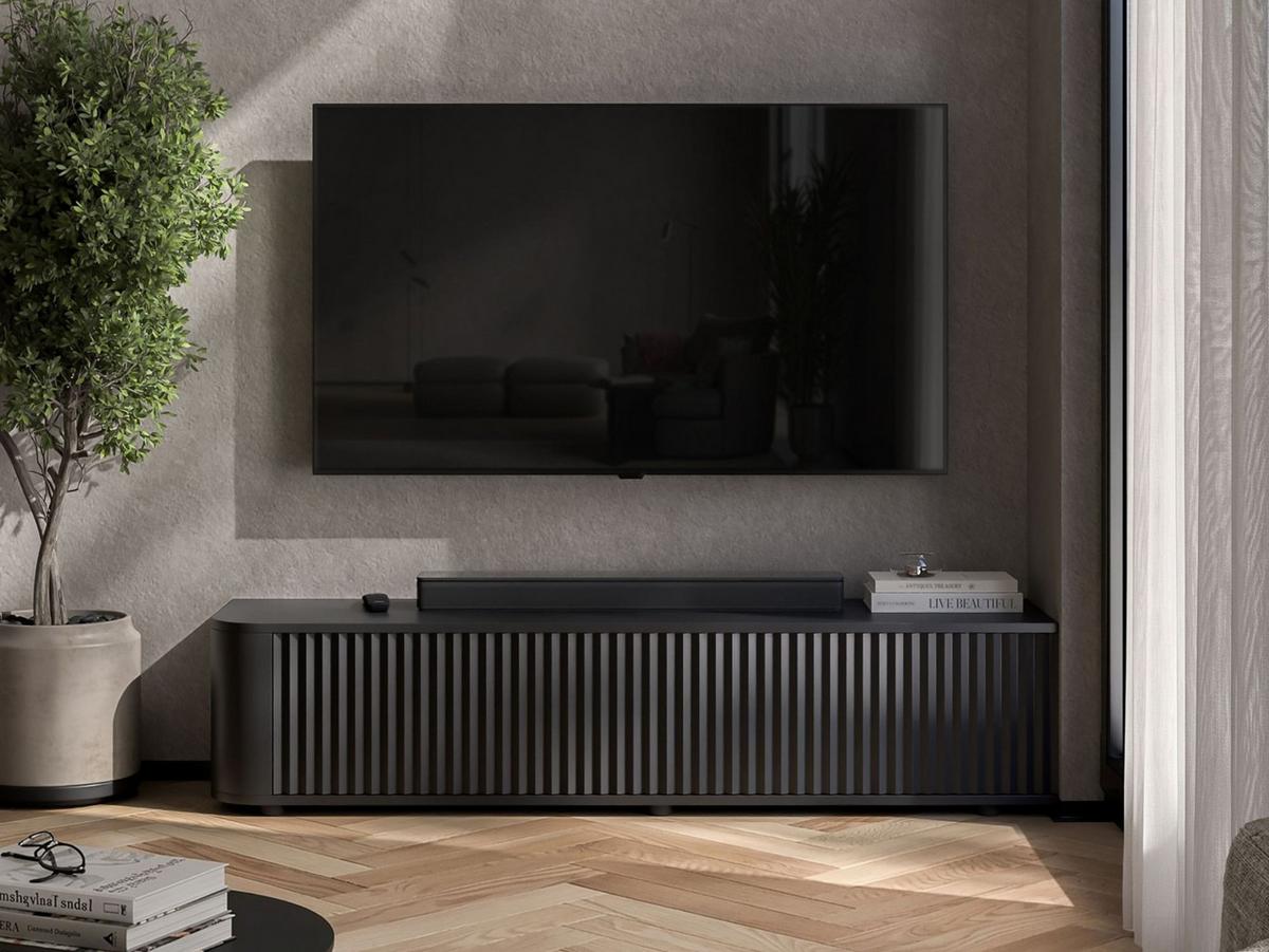 TV-LOWBOARD Aurora Schwarz matt 140 cm mit niedrigen Füßen - Schwarz, Holzwerkstoff (140/31/35cm) - Meble Lindner