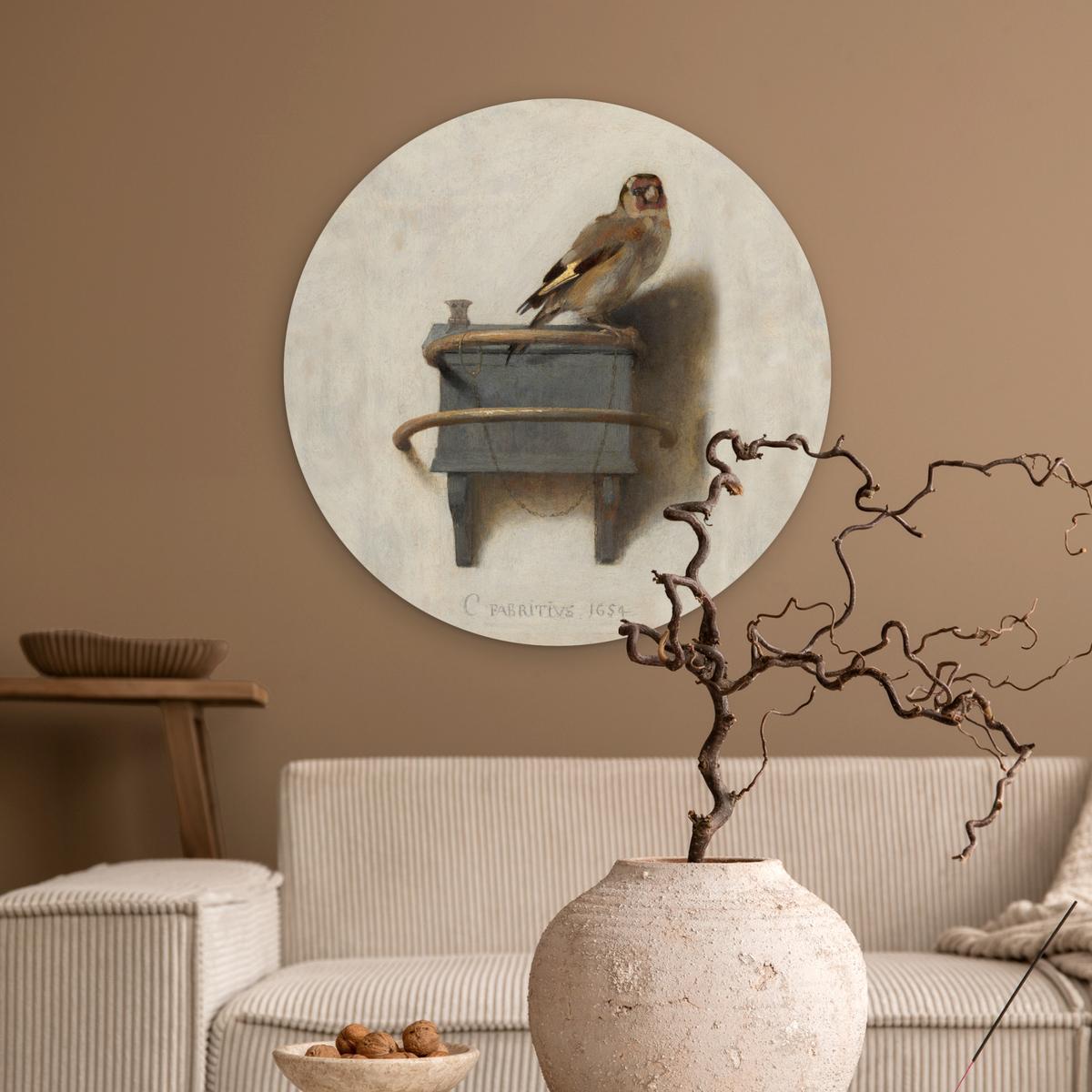 WANDBILD Stieglitz - Alter Meister - Carel Fabritius Wanddeko Schlafzimmer 60x60 cm - Grau, Kunststoff (60/60cm) - MuchoWow