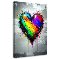 LEINWANDBILD Buntes Herz Graffiti Street Art 80x120cm - Multicolor, Textil (80/120cm) - Feeby
