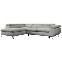 ECKSOFA PEDRO L Hellgrau Struktur - Links Seite - Hellgrau/Schwarz, Textil/Metall (208/273cm) - MKS