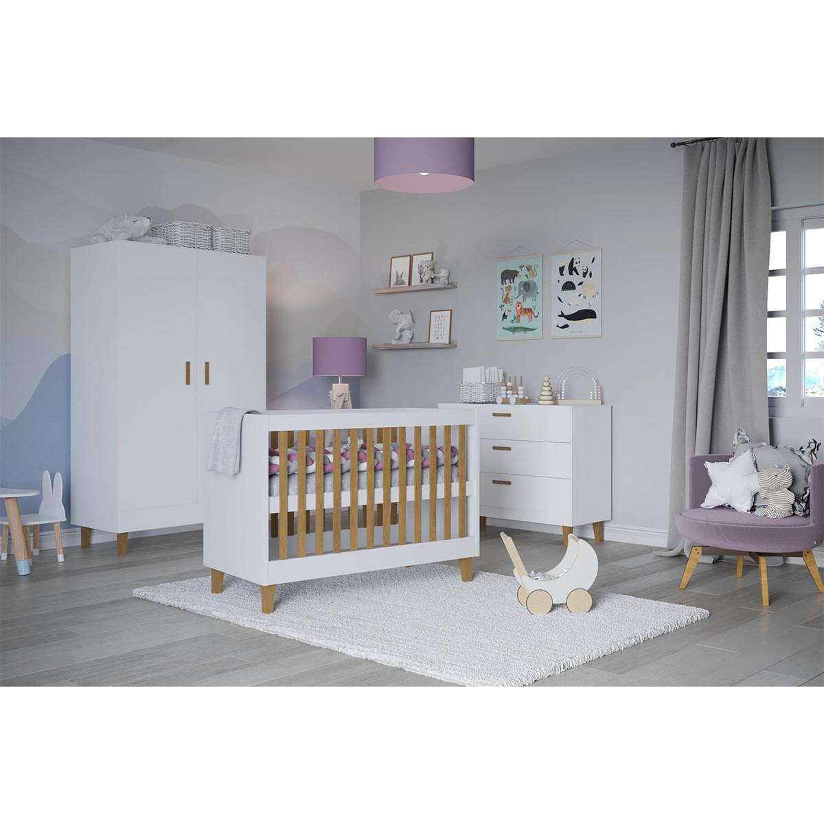 BABYZIMMER 3-teilig Kubi Weiß - Weiß, Holzwerkstoff (66/90/124cm) - Petits-meubles