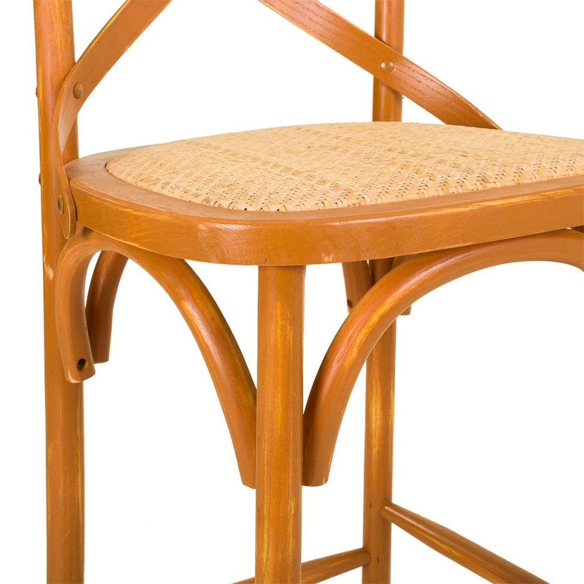 BARHOCKER aus Holz und Rattan, braun, 45x53x75cm - Braun, Holz (45/116/53cm) - Wanderlust