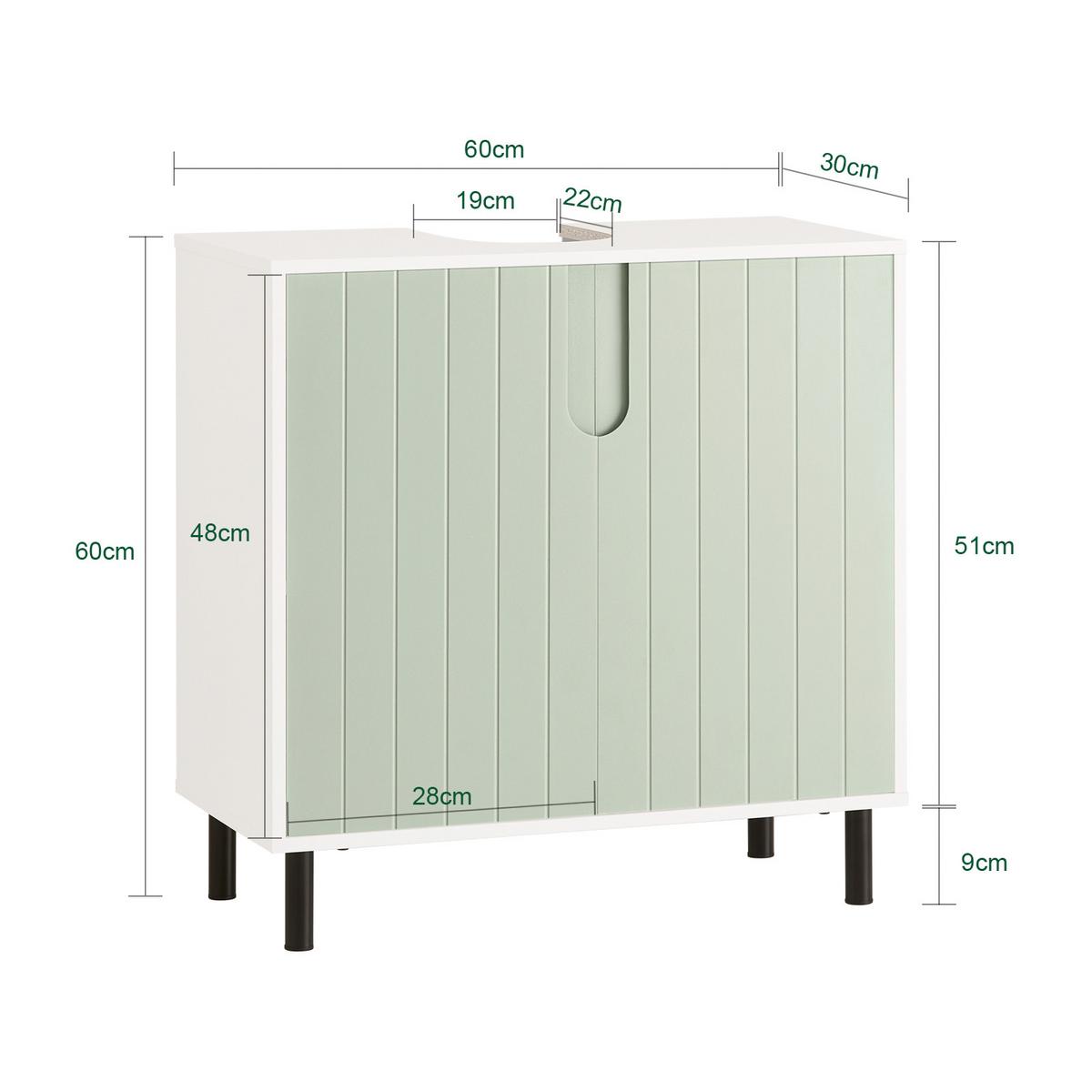WASCHBECKENUNTERSCHRANK Grün - Weiß/Grün, Holzwerkstoff/Metall (60/60/30cm) - SoBuy