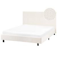 BETT mit Lattenrost 120/200 cm Bouclé Cremeweiß Albi - Creme, Textil (120/200cm) - Beliani