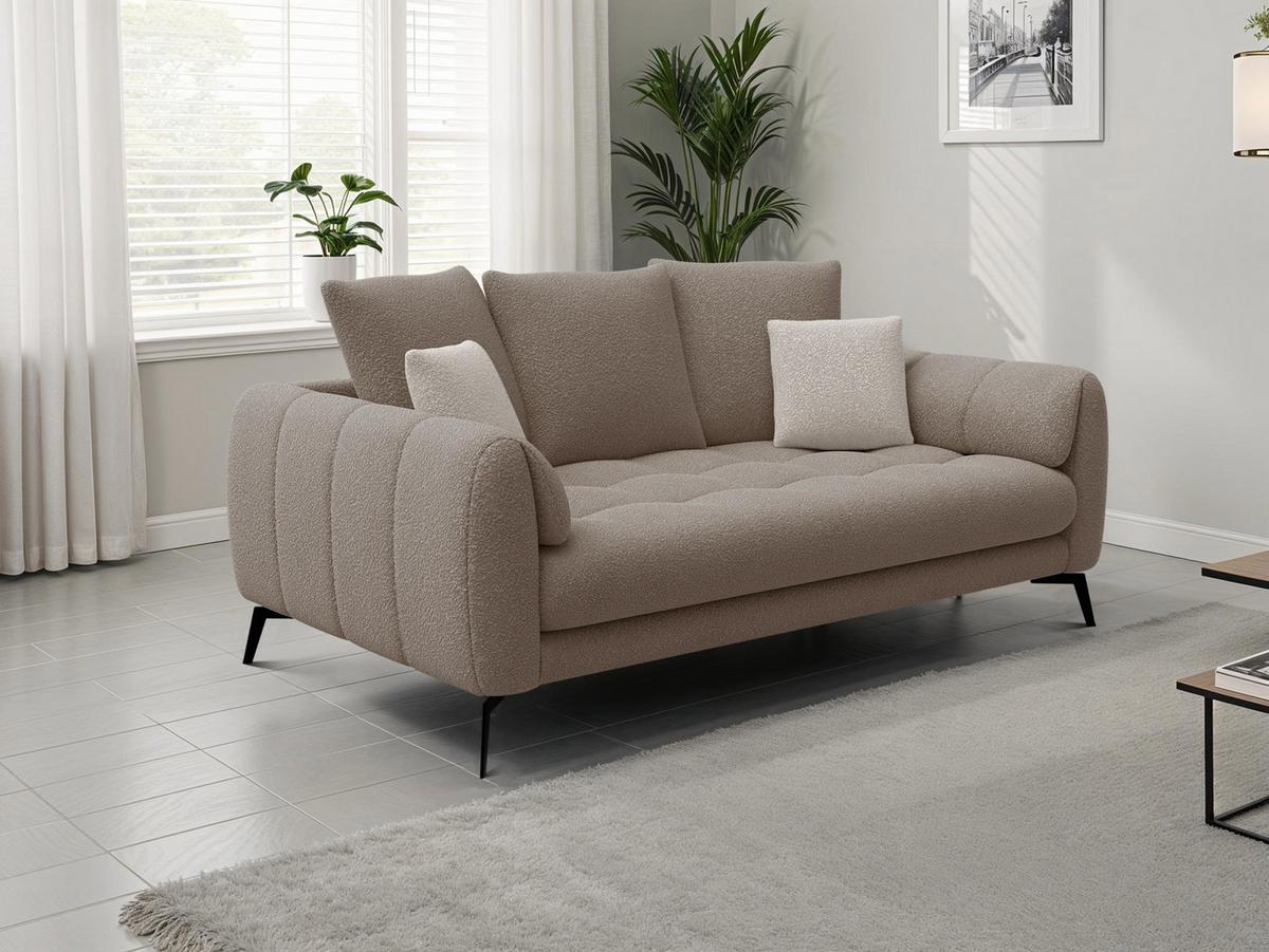 SOFA CALME 2,5-Sitzer, creme - Creme/Schwarz, Holz/Textil (199/92/108cm) - Wozimo