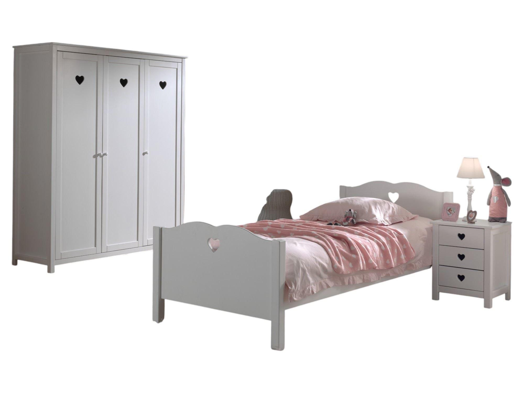 KINDERZIMMER Kamila 6 weiß aus MDF mit Bett, Schrank und Nachtkonsole - Weiß, Holzwerkstoff (350/1/150cm) - 58aufmkessel