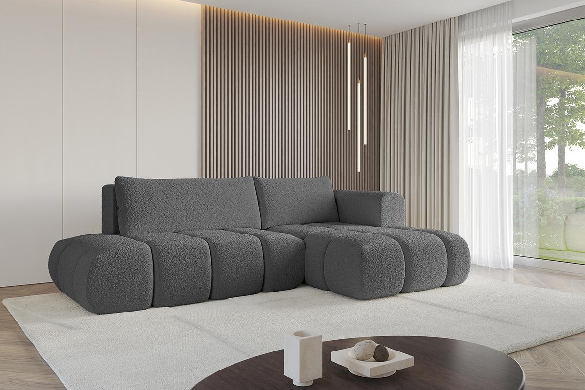 ECKSOFA Ottomane Rechts CLOUD-L 280x185x90 Grau Bouclé - Grau, Holzwerkstoff/Kunststoff (185/280cm) - ALTDECOR