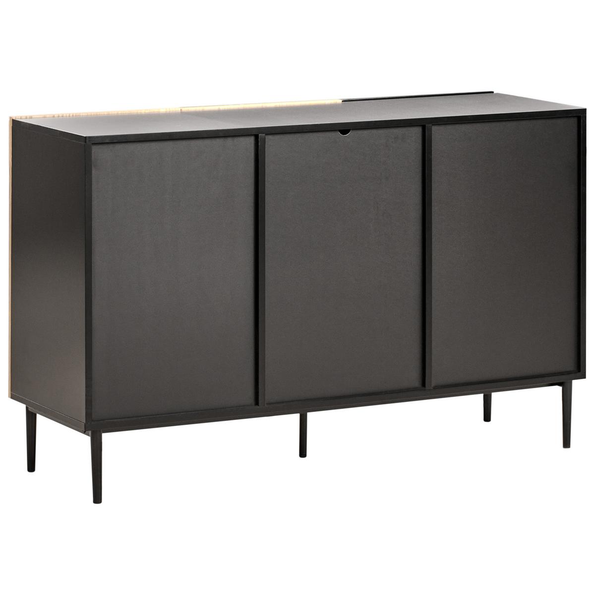 SCHRANK Naturfarbene Esche Schwarz Blythe - Schwarz, Holzwerkstoff (120/76/40cm) - Beliani