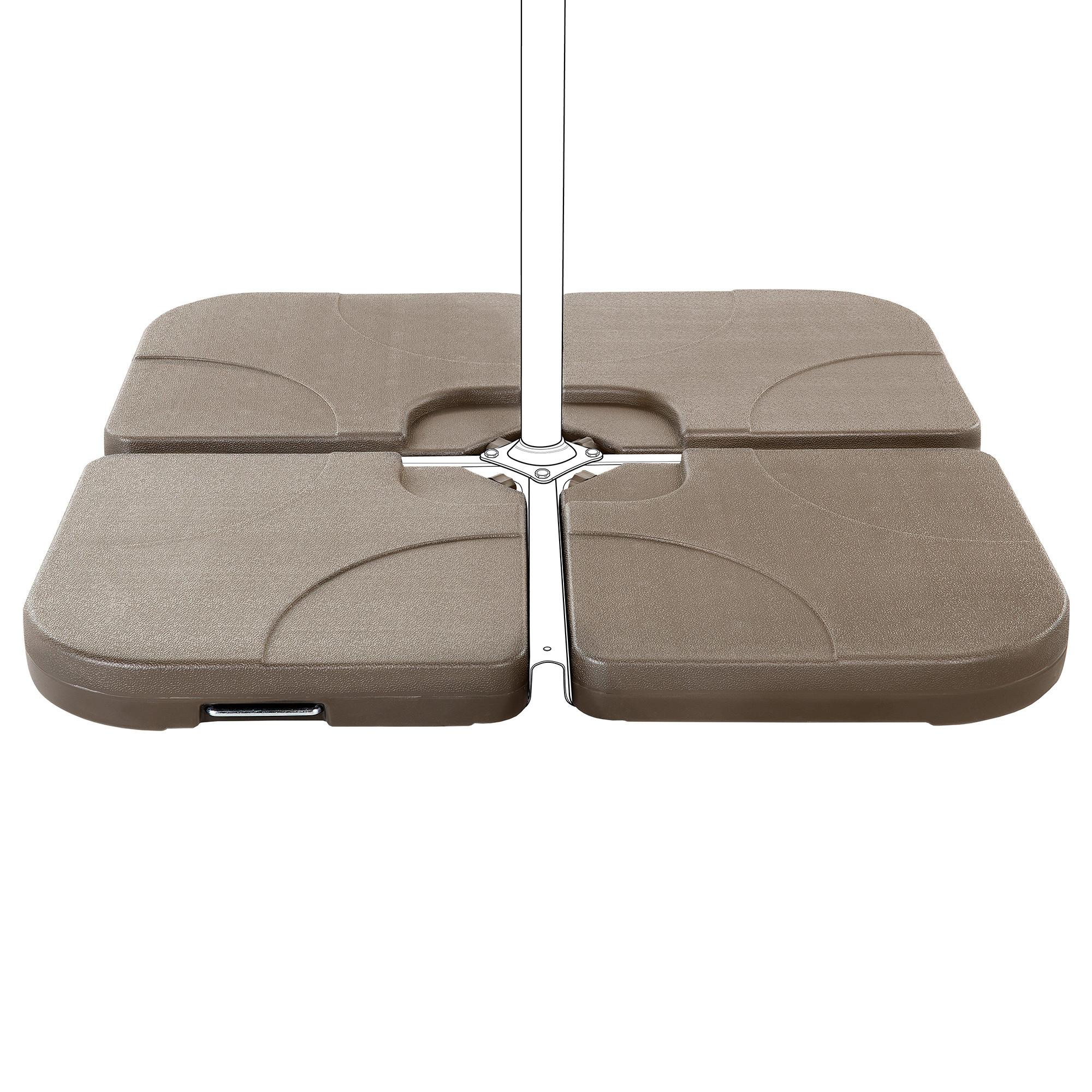 BESCHWERUNGSPLATTEN für Sonnenschirmständer braun 4 Stück befüllbar Caria - Braun, Textil (52/52cm) - Beliani