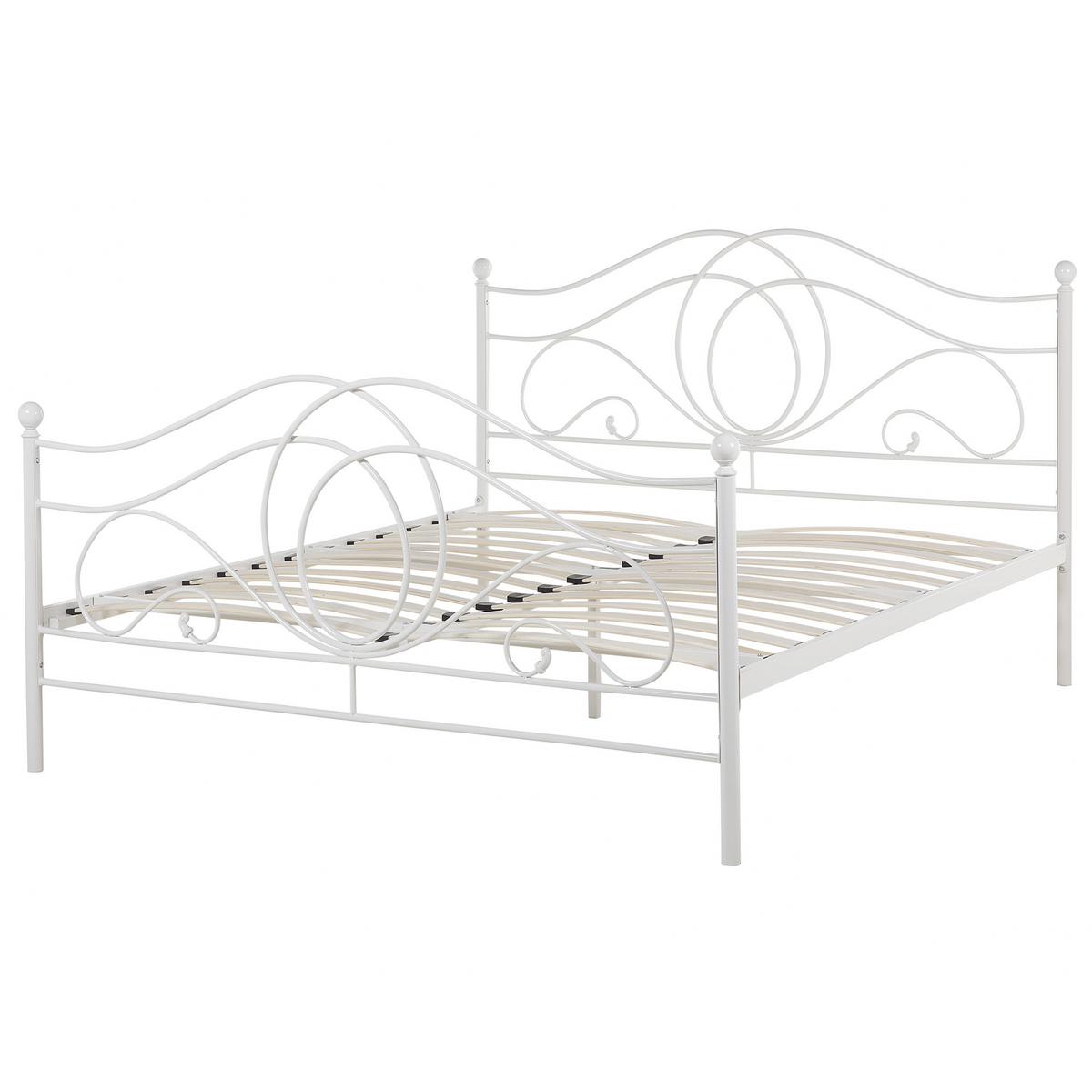 METALLBETT 140/200cm Weiß Lyra - Weiß, Metall (140/200cm) - Beliani