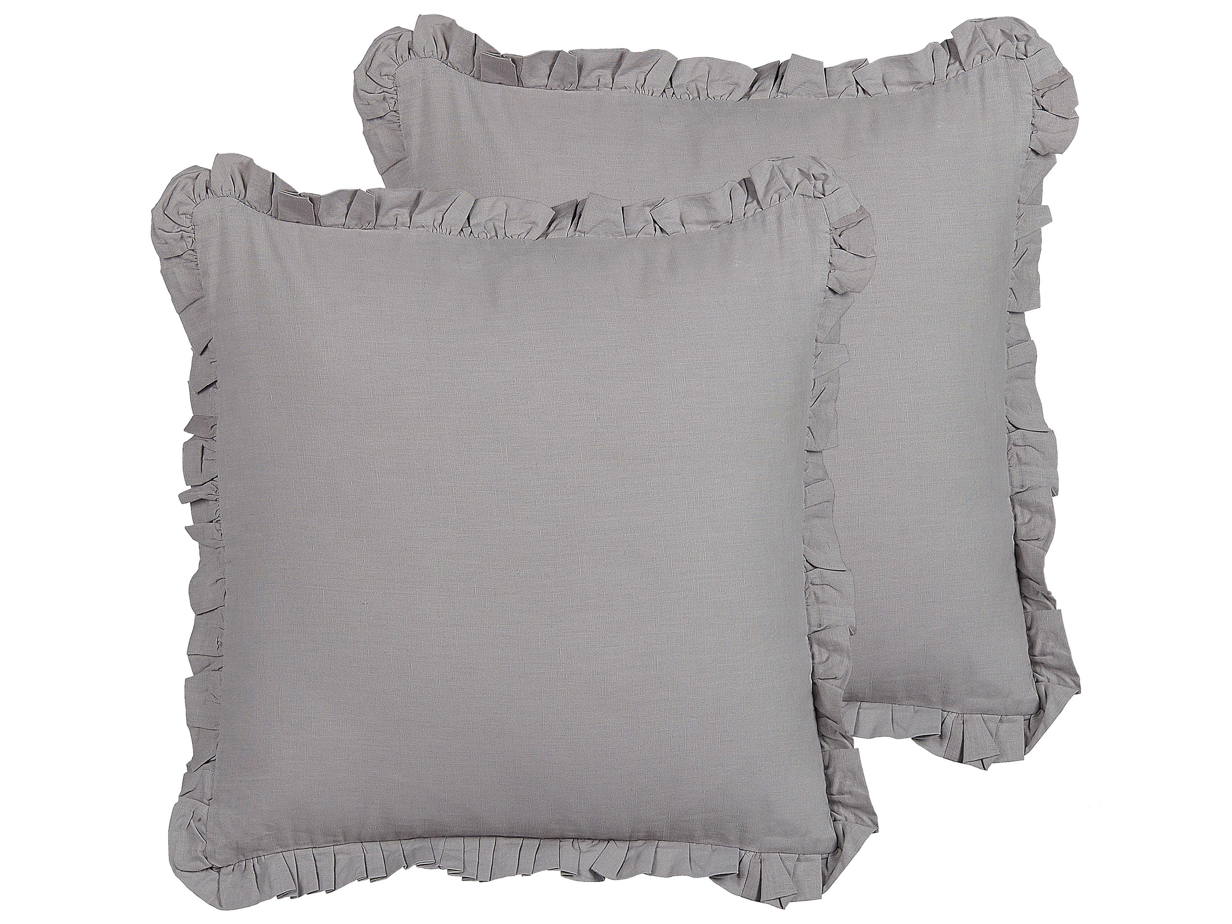 DEKOKISSEN 2er-Set Grau 45/45 cm Glabra - Grau, Naturmaterialien/Textil (45/45cm) - Beliani