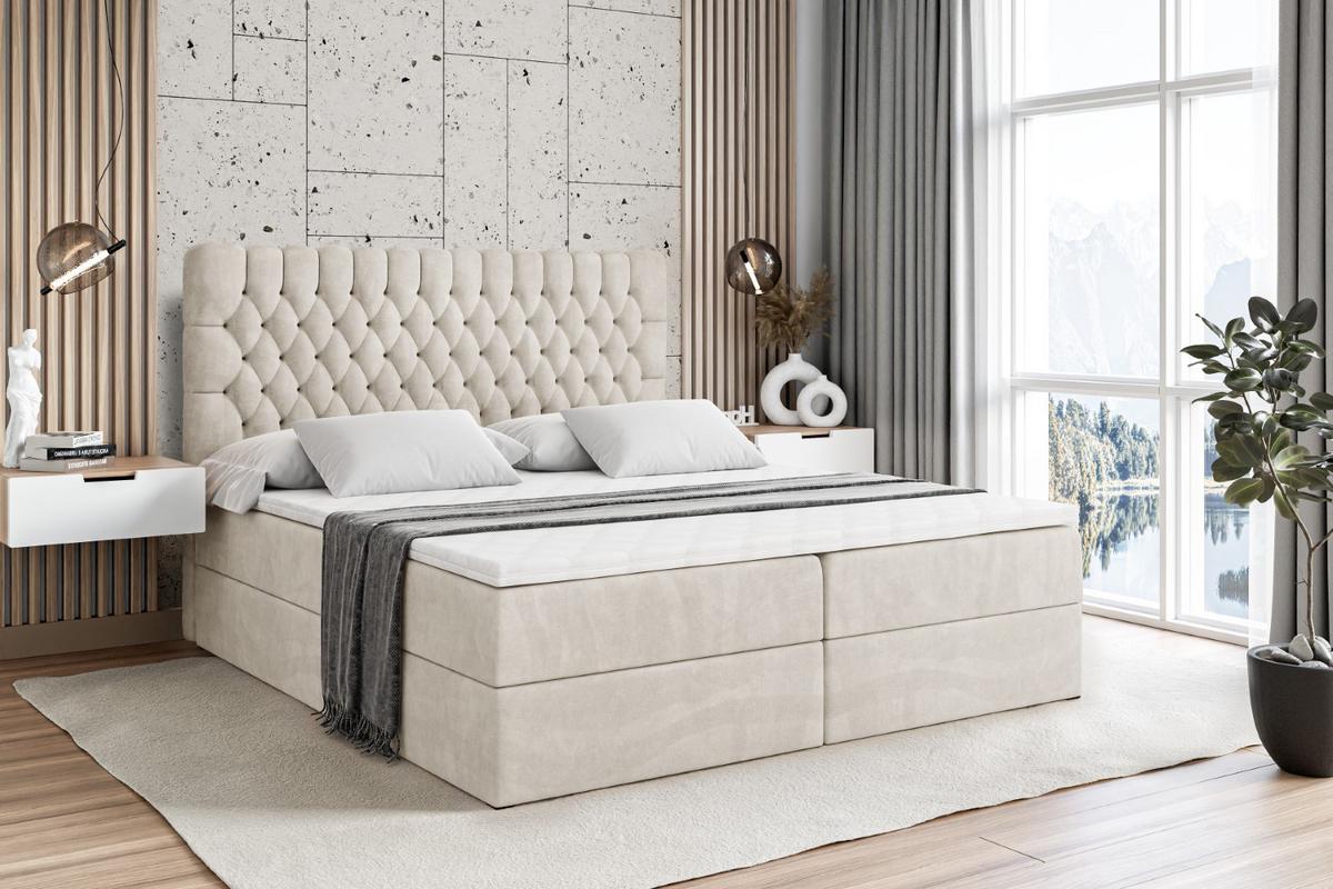 BOXBETT mit Matratze H4 und Lattenrost - SERENE - 140x200 - H4 - Creme - Creme, Holzwerkstoff (140/200cm) - ALTDECOR