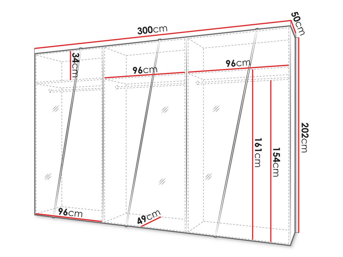 DREHTÜRENSCHRANK Zen 3L 300 cm - Goldfarben/Nussbaumfarben, Holzwerkstoff/Kunststoff (300/202/50cm) - MIRJAN24