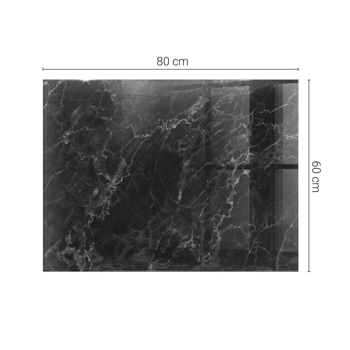 TISCHPLATTE 80x60 cm Marmormuster mit Adern - Schwarz, Glas (0.4/80/60cm) - TULUP