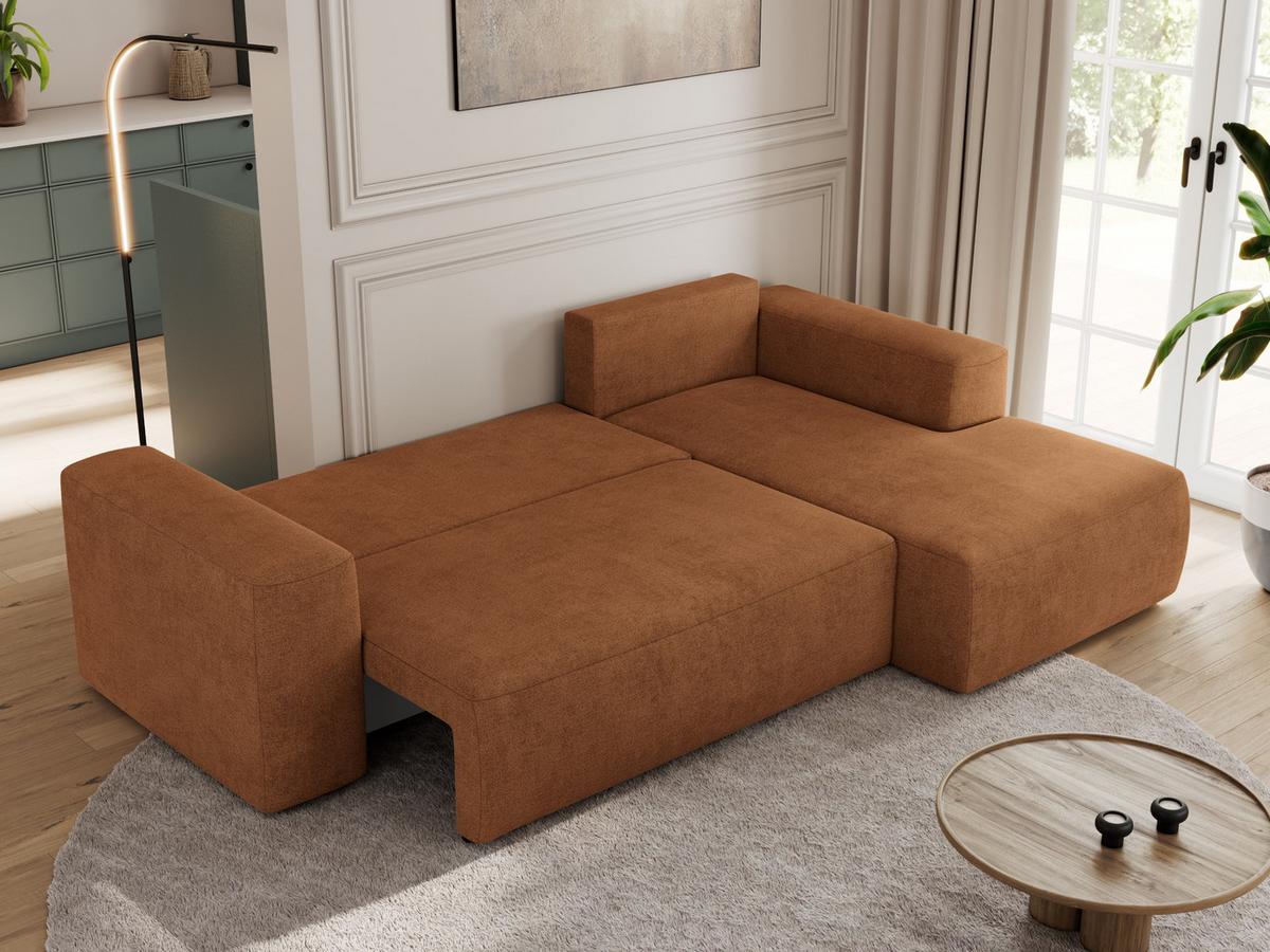 ECKSOFA TRENTINO L Orange Stukture - Rechts - Schwarz/Orange, Kunststoff/Textil (164/266cm) - MKS