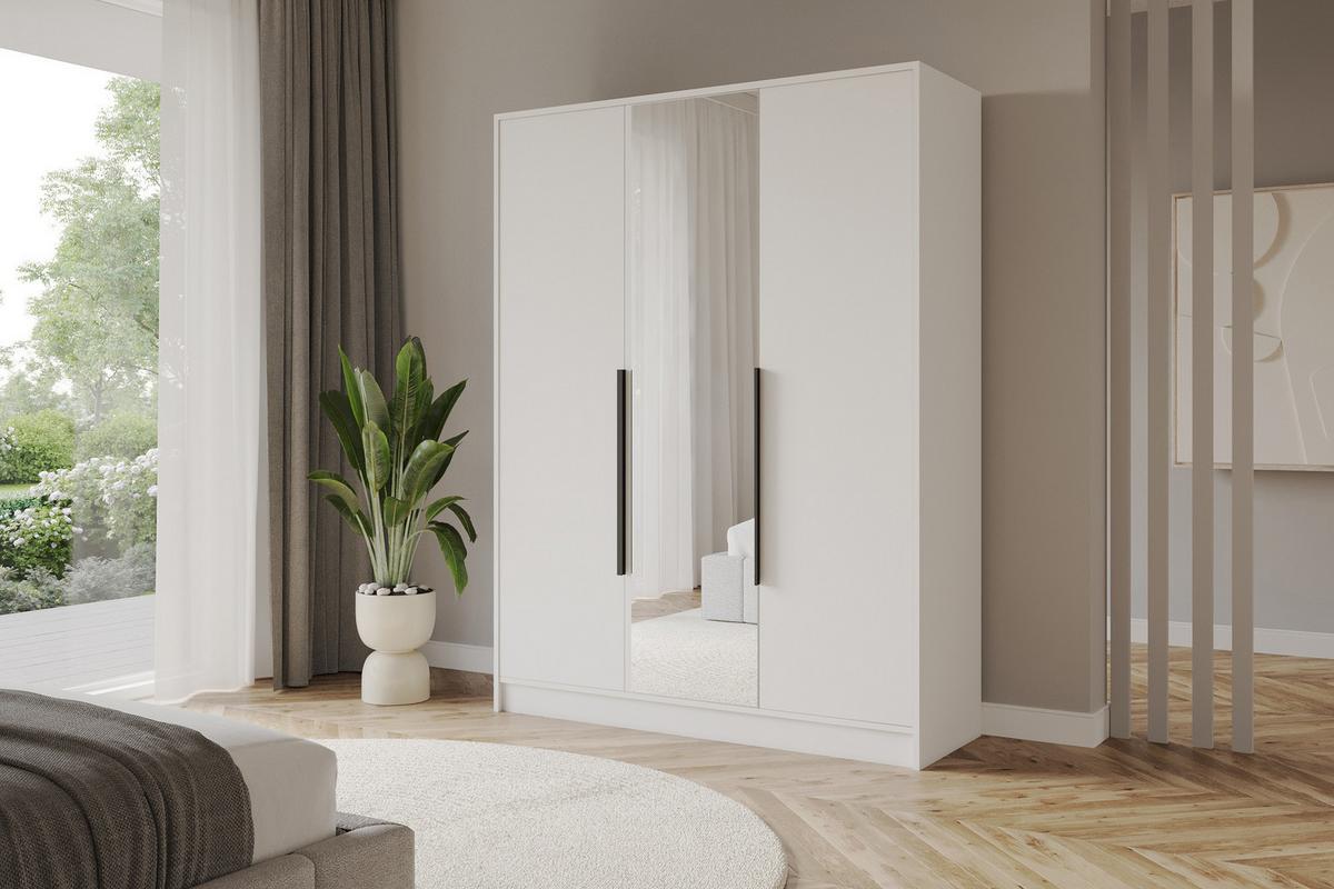 KLEIDERSCHRANK - LESE - 150 - Weiß - Schwarz/Weiß, Holzwerkstoff (150/200/51cm) - ALTDECOR