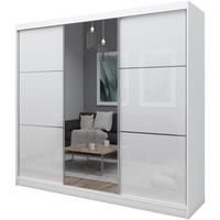 SCHWEBETÜRENSCHRANK Viva 240/216/61 weiß mit Spiegel - Weiß, Holzwerkstoff (240/216/61cm) - Beautysofa