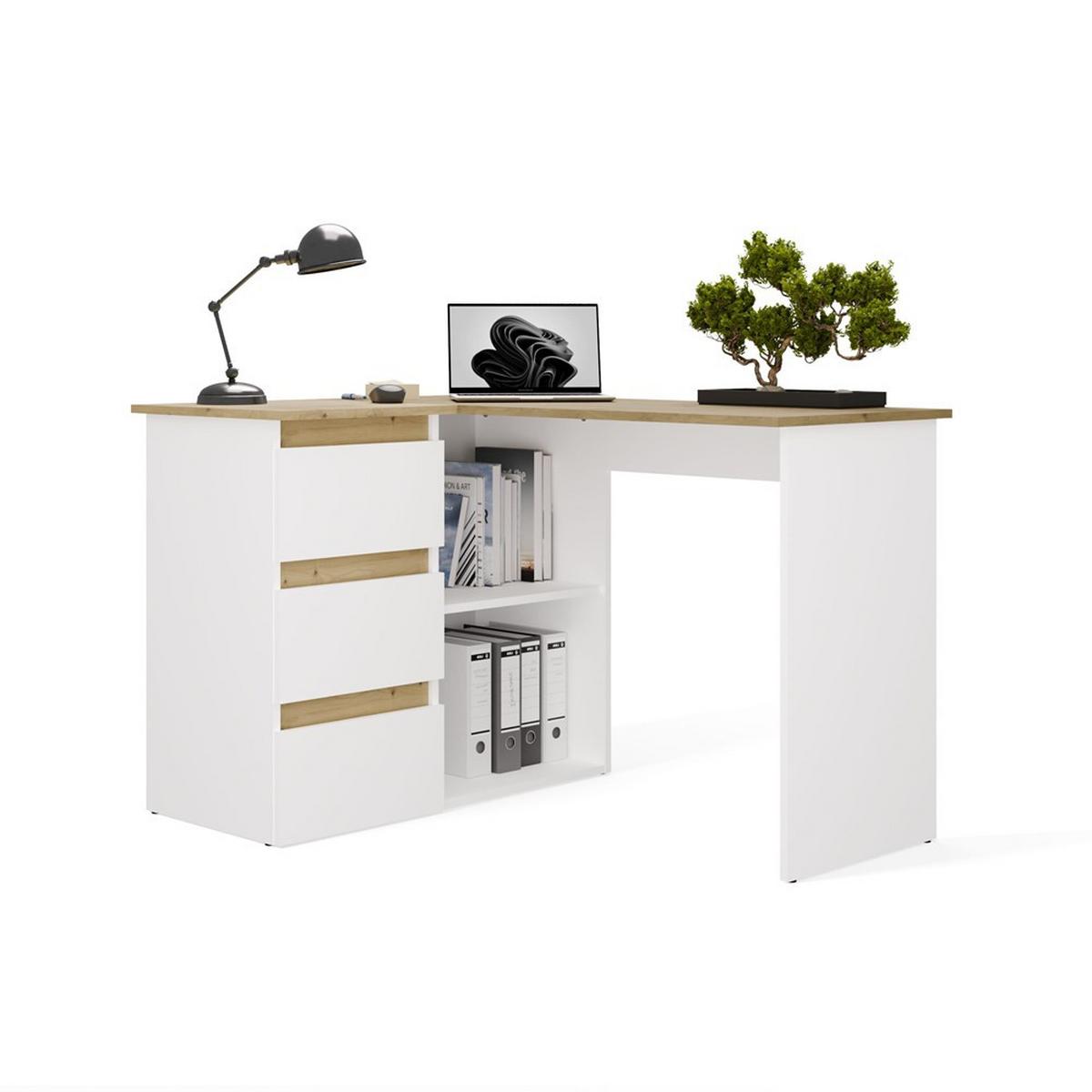 SCHREIBTISCH Weiß, Artisan Eiche 120/75/49 - Weiß/Eiche Artisan, Holzwerkstoff (90/50/75cm) - RAUMHIRSCH FURNITURE