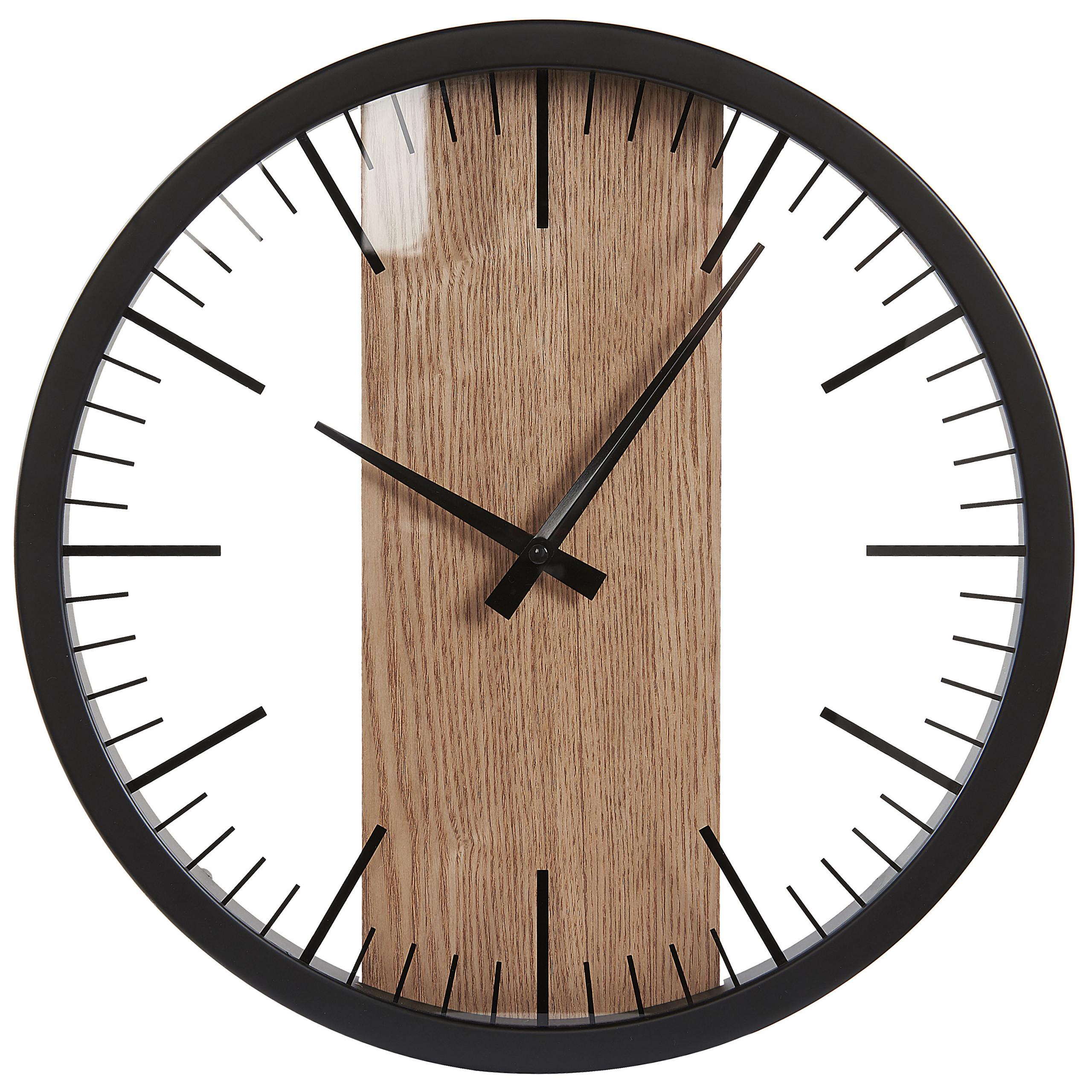 WANDUHR Kunststoff schwarz/heller Holzfarbton Villora - Schwarz, Kunststoff (38/38/5cm) - Beliani