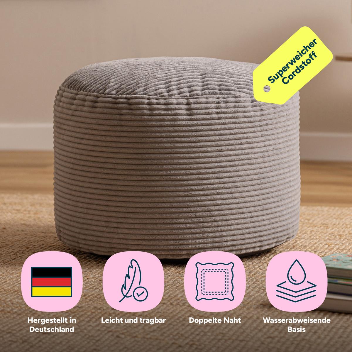 SITZPOUF Rund Milano - Grau, Textil (55/35/55cm) - icon