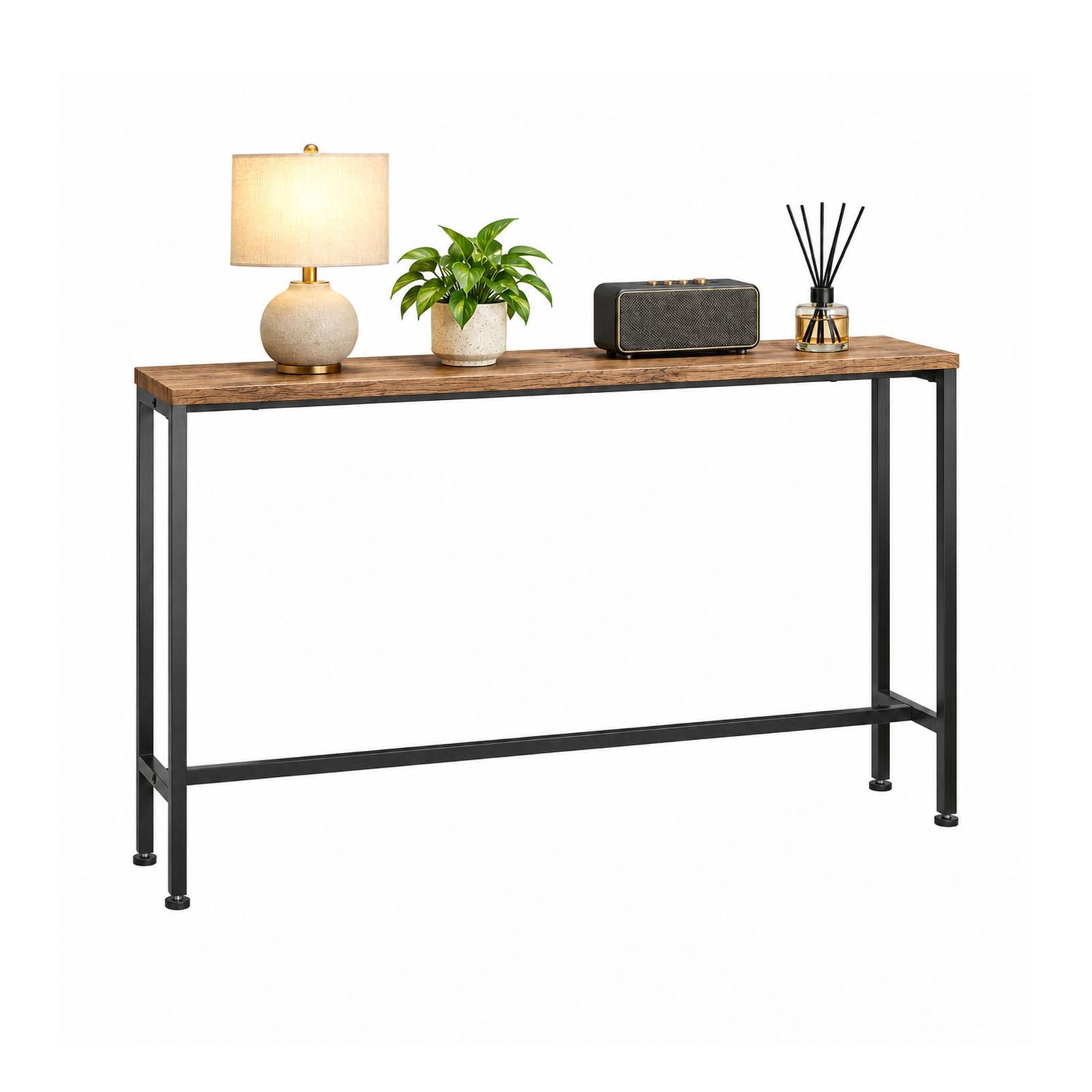 KONSOLENTISCH Schmal, Vintage Metall Flurtisch, 120x65x20cm - Braun, Holzwerkstoff/Metall (20/120/65cm) - SoBuy