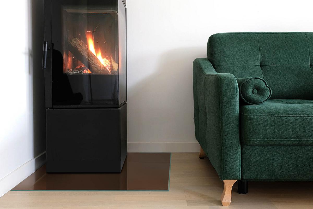 GLASPLATTE für Kamin 60x60 cm - Braun, Glas (60/60/0.4cm) - TULUP