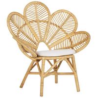 RATTANSTUHL natürlich Auflage beige Pfauform Florentine - Beige/Naturfarben, Naturmaterialien (95/107/68cm) - Beliani